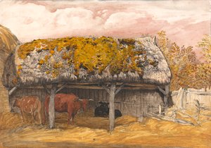 Chata dla krów z omszałym dachem autorstwa Samuel Palmer
