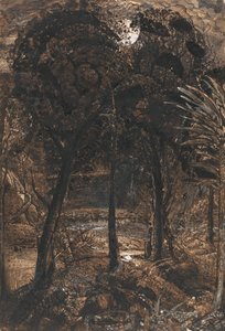 Księżycowa scena z wijącą się rzeką autorstwa Samuel Palmer