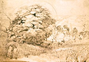 Ścieżka przez pole kukurydzy, ok. 1832-33 (akwarela na papierze) autorstwa Samuel Palmer