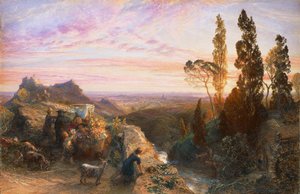 Sen w Apeninach, ok. 1864, Samuel Palmer (1805-1881), akwarela i gwasz na papierze przeniesione na drewno autorstwa Samuel Palmer