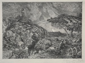 Samotna Wieża autorstwa Samuel Palmer