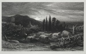 Wschodzący Księżyc, 1857. autorstwa Samuel Palmer