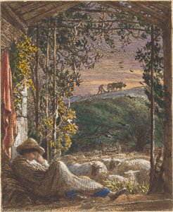 Śpiący Pasterz; Wczesny poranek autorstwa Samuel Palmer