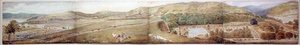 Szkic do panoramy - Miasto Largs, Ayrshire, lipiec 1856 (akwarela na ołówku na papierze) autorstwa Samuel Parlber