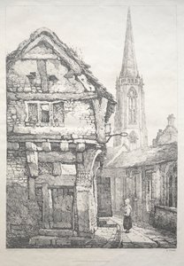 Seria starożytnych budynków i wiejskich domków w północnej Anglii: W York, ulica obok Cloister Wall autorstwa Samuel Prout