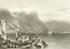 Zamek Chillon, Jezioro Genewskie, Szwajcaria autorstwa Samuel Prout