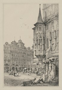 Facimilia szkiców wykonanych we Flandrii i Niemczech: Hotel de Ville, Praga, 1833.