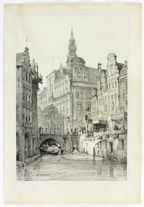 Hotel de Ville, Utrecht, na podstawie faksymili szkiców wykonanych we Flandrii i Niemczech autorstwa Samuel Prout