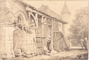 Scena w Jumièges autorstwa Samuel Prout