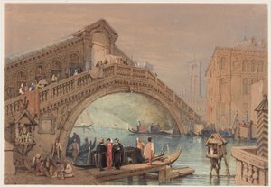 Rialto, Wenecja (bc, tusz i wc na papierze) autorstwa Samuel Prout