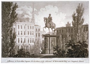 Leicester Square, Westminster, Londyn, c1805 autorstwa Samuel Rawle