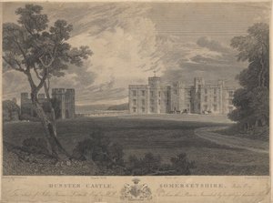 Południowo-zachodni widok na zamek Dunster, Somersetshire autorstwa Samuel Rawle