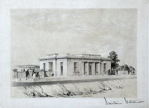 Stacja Swinton, ok. 1840 r. (litografia przyciemniana na papierze) autorstwa Samuel Russell