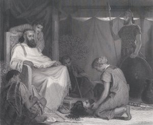 David Brought Before Saul, z The Art Journal, naprzeciwko s. 100, kwiecień 1871. autorstwa Samuel S. Smith