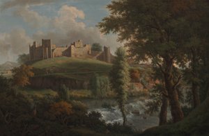 Zamek Ludlow z Dinham Weir, od południowego zachodu autorstwa Samuel Scott