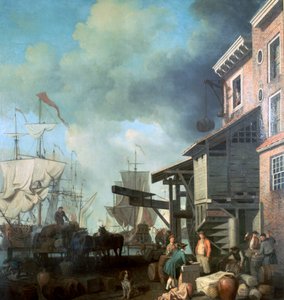 Obraz starego nabrzeża Custom House, XVIII wiek autorstwa Samuel Scott