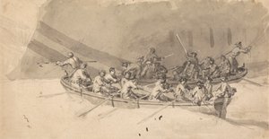Dwie łodzie z załogami, studium dla The Royal William at Sea autorstwa Samuel Scott