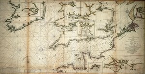 Nowe i poprawne duże zanurzenie Channell między Anglią i Francją z wybrzeżem Irlandii St. Georges i Bristoll Channell oraz kilkoma najbardziej godnymi uwagi portami na wolności autorstwa Samuel Thornton