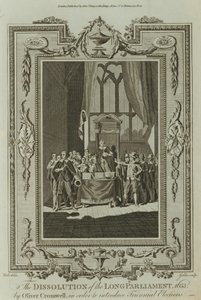 Rozwiązanie Długiego Parlamentu 1653 przez Olivera Cromwella (grafika) autorstwa Samuel Wale