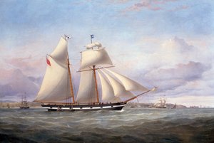 Lancefield zbliża się do Perch Rock Fort i latarnia morska w Mersey autorstwa Samuel Walters