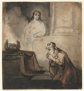 Anioł ukazujący się Zachariasowi, trzeci kwartał XVII wieku. autorstwa Samuel van Hoogstraten