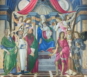 Madonna z Dzieciątkiem na tronie ze świętymi autorstwa Sandro Botticelli