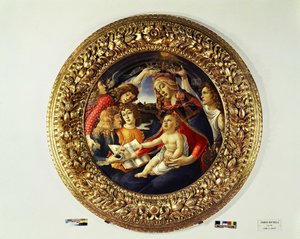 Madonna Magnificat i pięciu aniołów (tondo) - 1481-1483 autorstwa Sandro Botticelli