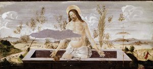 Pieta. Fragment ołtarza św Barnaby (tempera na drewnie) autorstwa Sandro Botticelli