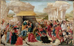 Adoracja Trzech Króli (niedokończony obraz, ok. 1500) autorstwa Sandro Botticelli