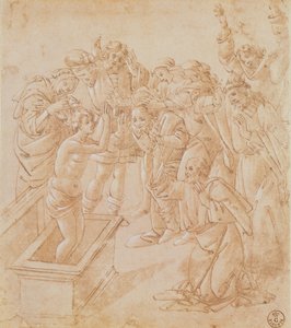 Podniesienie Łazarza (pióro i atrament z gwaszem) autorstwa Sandro Botticelli