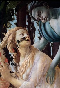 Wiosna. Szczegół: Zefir chwyta Chlorisa w przezroczystym welonie (Malarstwo autorstwa Sandro Botticelli