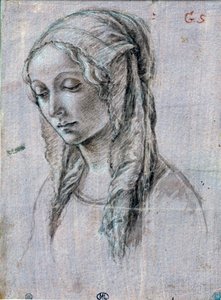 Głowa młodej kobiety”” Rysunek pędzlem i białe klapki atrybut Alessandro di Mariano dei Filipepi dit Sandro Botticelli (1445-1510) XV-wieczny Paryż, Luwr autorstwa Sandro (attr. to) Botticelli