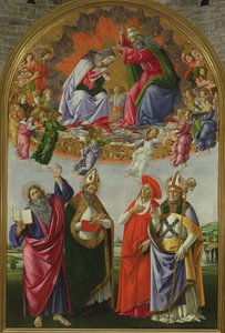 Koronacja Dziewicy (Ołtarz św. Marka), 1490-92 (tempera na desce) autorstwa Sandro Botticelli