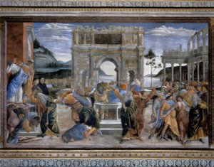 Kara dla watahy Korah autorstwa Sandro Botticelli