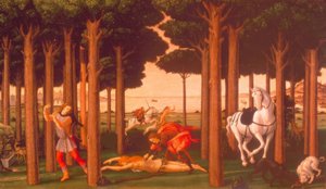 Die Geschichte des Nastagio degli Honesti II autorstwa Sandro Botticelli