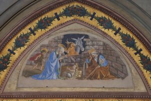 Narodzenie Chrystusa z pędzącym chłopcem Janem autorstwa Sandro Botticelli