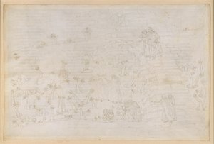 „Boska komedia”, „Piekło”, XIX. Wergiliusz i Dante w ósmym kręgu piekła (Malebolge), 3. bolgia: skorumpowani urzędnicy kościelni, kara dla simonistów autorstwa Sandro Botticelli