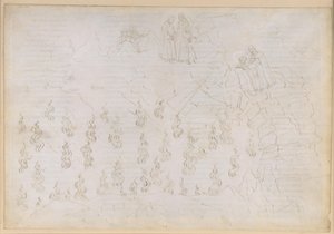 „Boska komedia”, „Piekło” XXVI. Wergiliusz i Dante w ósmym kręgu piekła (Malebolge), 8. bolgia: kara dla fałszywych doradców; rozmowa z Odyseuszem autorstwa Sandro Botticelli