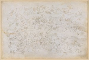 „Boska komedia”, „Piekło” XXXIII. Dziewiąty krąg piekła (Cocytus), trzeci pas: wyznanie grzechów hrabiego Ugolino; kara dla zdrajców gości w lodzie Ptolemei autorstwa Sandro Botticelli