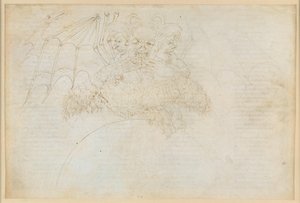 „Boska komedia”, „Piekło” XXXIV (1): Centrum piekła: Lucyfer w lodzie Giudeccy, miażdżący Judasza, Brutusa i Kasjusza autorstwa Sandro Botticelli
