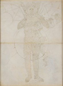 „Boska komedia”, „Piekło” XXXIV (2). Centrum piekła: Lucyfer w pełnej postaci (Wielki Szatan); Pożegnanie z piekłem autorstwa Sandro Botticelli