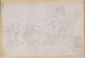 „Boska komedia”, „Piekło”, XX. Wergiliusz i Dante w ósmym kręgu piekła (Malebolge), 4. bolgia: kara dla czarowników i wróżbitów; spotkanie z Manto autorstwa Sandro Botticelli