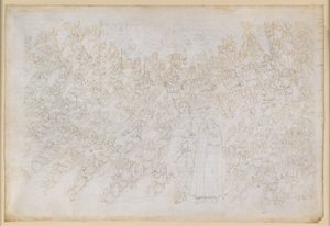 „Boska komedia”, „Raj”, XXVIII. Dziewiąta sfera (Niebiosa Kryształowe lub Primum Mobile): Dante widzi Boga jako jaskrawo świecącą plamkę, otoczoną chórami aniołów; Beatrice wyjaśnia hierarchię i siły działające w tej sferze autorstwa Sandro Botticelli