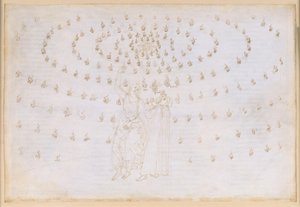 „Boska komedia”, „Raj”, XXV. Ósma sfera (niebo gwiazd stałych): Jakub wystawia Dantego na próbę w zakresie drugiej cnoty teologicznej, jaką jest nadzieja; objawienie się Jana Ewangelisty i jego przemowa na temat natury istot w raju; oślepienie Dantego autorstwa Sandro Botticelli
