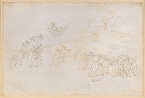 „Boska komedia”, „Purgatorium” III. Przedpurgatorium (Pierścień Wysp): pokuta zmarłych w ekskomunice; rozmowa z Manfredem von Hohenstaufenem autorstwa Sandro Botticelli