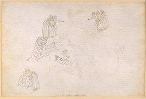 „Boska komedia”, „Czyściec” VII. Przedczyściec, strefa środkowa: Dolina opieszałych książąt autorstwa Sandro Botticelli