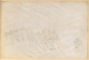 „Boska komedia”, „Czyściec”, XVI. Trzeci krąg Czyśćca: pokuta gniewnych; rozmowa Dantego z Marco Lombardo autorstwa Sandro Botticelli