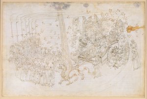 „Boska komedia”, „Czyściec”, XXX. Raj ziemski: Beatrice w rydwanie triumfalnym autorstwa Sandro Botticelli