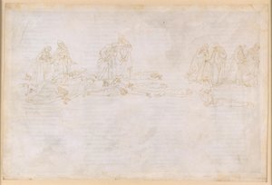 „Boska komedia”, „Czyściec”, XX. Piąty krąg czyśćca: pokuta chciwych i rozrzutnych; rozmowa z Hugonem Kapetem autorstwa Sandro Botticelli