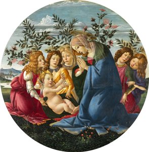 Madonna adorująca dziecko z pięcioma aniołami autorstwa Sandro Botticelli
